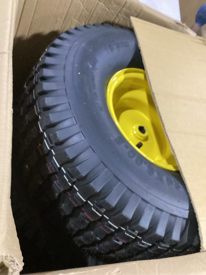 Condition photo showing Good Condition for maxrollors (2 pack) 20x8.00-8 lawn mower tire and wheel tubeless, 3.5" offset hub, 3/4" borehole, 3/16" keyway, 4-ply, compatible replacement for riding lawn mowers 20 x 8.00-8" tubeless (offset hub)
