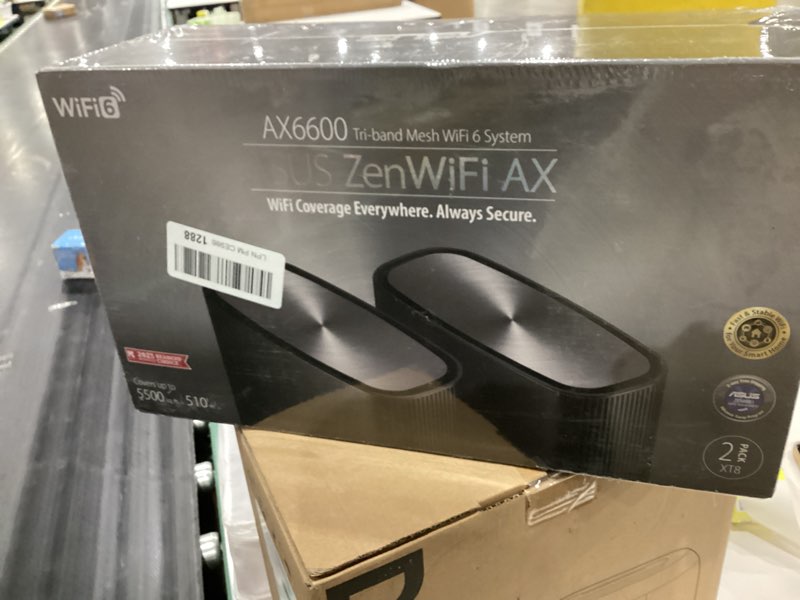 Condition photo showing New/Like New for ASUS ZenWiFi AX6600 Tri-Band Mesh WiFi 6 System (XT8 2PK) - Whole Home Coverage up to 5500 sq.ft & 6+ rooms, AiMesh, Included Lifetime Internet Security, Easy Setup, 3 SSID, Parental Control, Black