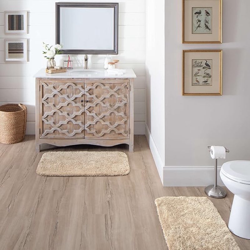 Mohawk Home Machine Washable Bath Sand 1' 8" x 2' 10" Bath Mat Perfect for Your Bathroom
