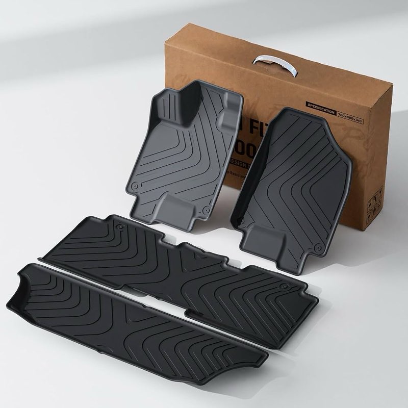 Runine Carbon Fiber Floor Mats for Honda Odyssey 2018-2024 2025 2026 Mini Passenger Van, Anti-Slip C