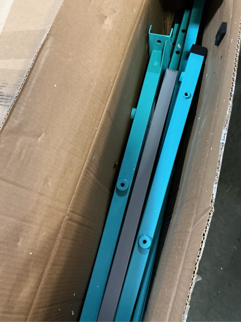 Condition photo showing As Is for glant gymnastic kip bar,horizontal bar for kids girls junior,3' to 5' adjustable height,home gym equipment,ideal for indoor and home training,1-4 levels,300lbs weight capacity 5ft gym bar with ring teal