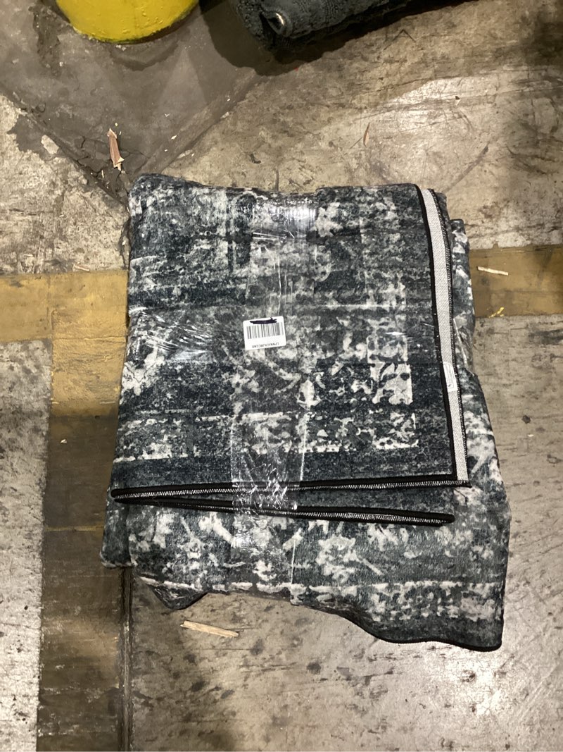 Condition photo showing Good Condition for lahome margot 8x10 area rugs for living room washable rugs 8x10 black large rug indoor carpet, vintage distressed rug soft non slip area rug for bedroom dining room home office(8 x 10, black/grey) 8' x 10' (rectangular) black/grey