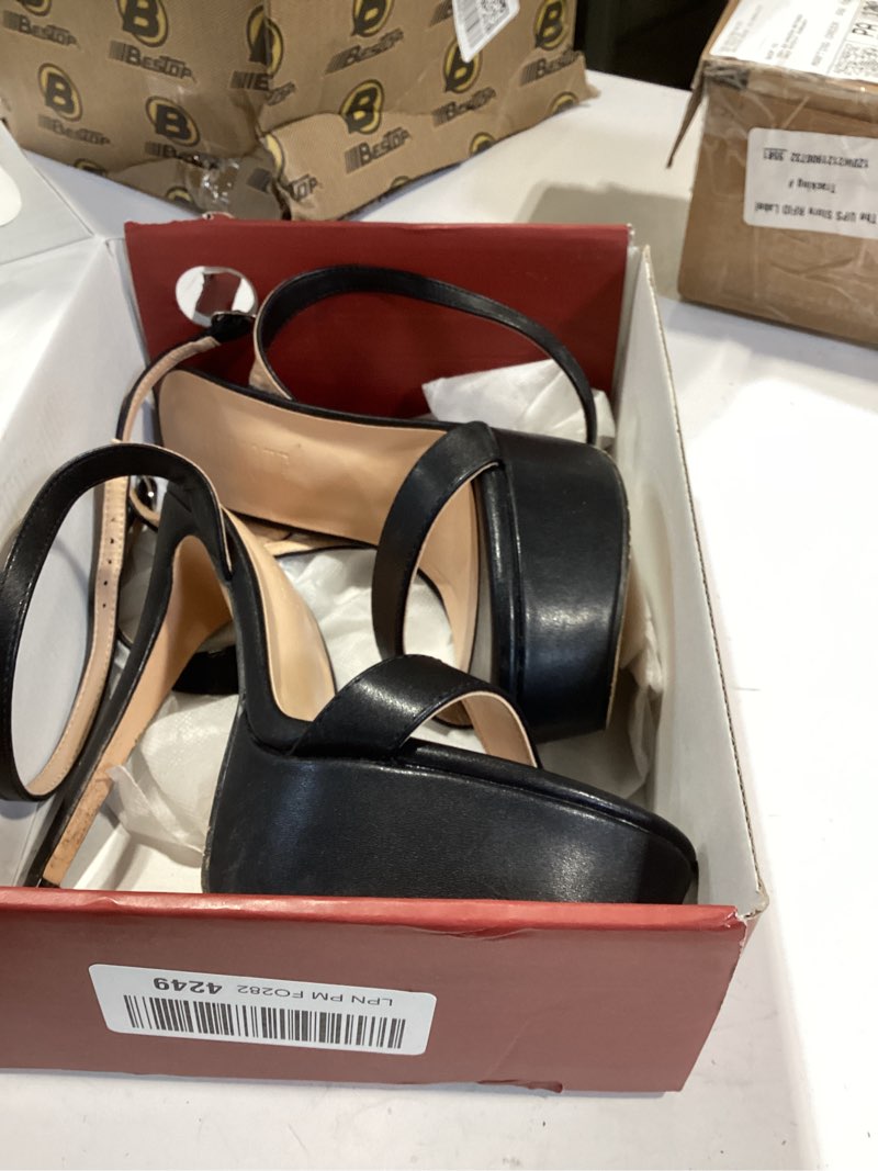 Condition photo showing As Is for merumote women's platform heels sky high heel sandals party bridal evening shoes 7.5 black