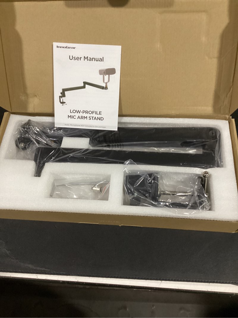 Condition photo showing New/Like New for InnoGear 2025 Upgraded Microphone Boom Arm, Magnetic Cable Management Low Profile Mic Stand 360° Rotatable Desk Mount for Fifine AM8 K669B Blue Yeti HyperX QuadCast SoloCast AT2020, Black