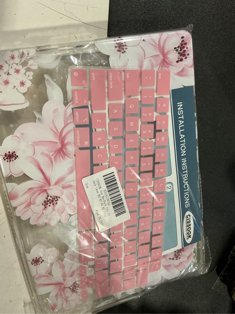 Condition photo showing Good Condition for cissook compatible with macbook pro 14 inch 2026-2021 release m5 m4 m3 m2 m1 chip a3434 a3427 a3426 a3112 a3185 a3401, hard shell case keyboard cover screen protector, cute pink flower