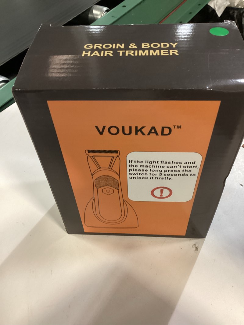 Condition photo showing New/Like New for Body Trimmer for Men - Groin & Ball Shaver with Charging Dock - Constant Power No-Pull Electric Pubic Hair Clipper - 5-in-1 Guard Waterproof Body Groomer with LED Light, for Groin, Armpit & Body (Green )