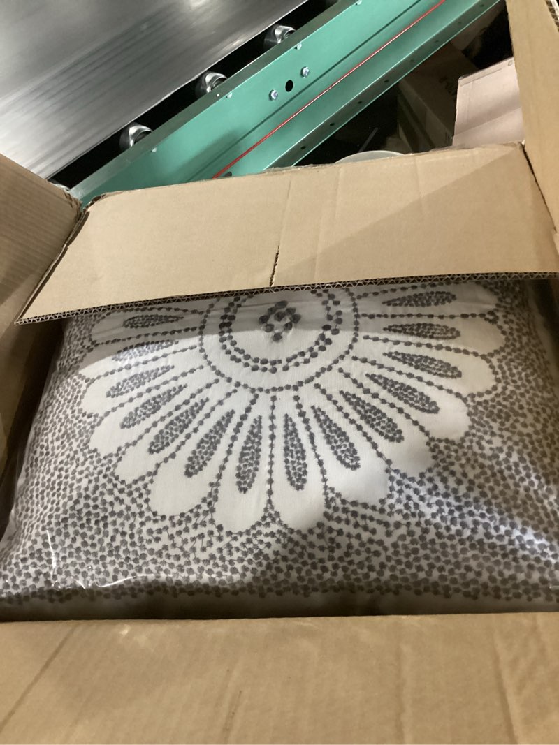 Condition photo showing New/Like New for INK+IVY Sofia Mid Century Modern Cotton Square Decorative Pillow Sofa Cushion Lumbar, Back Support, 20"x 20", Medallion Embroidery Grey