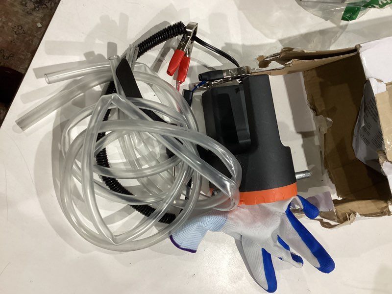 Condition photo showing As Is for plumia 12v 100w oil change pump extractor, upgraded oil/diesel fluid pump extractor scavenge suction transfer pump, marine electric oil pump, for boat, car, motorcycle, atv, rv, truck, motorbike