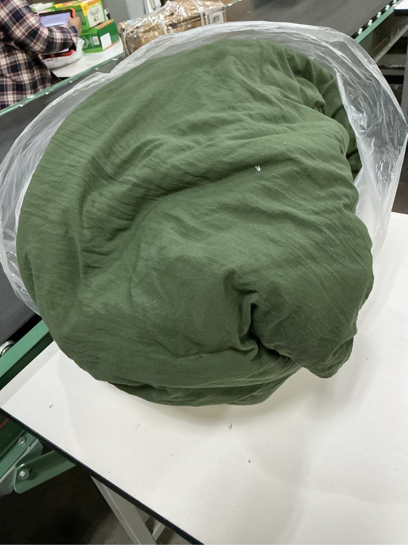 Condition photo showing As Is for ((Similar only one piece ))Geniospin California King Comforter Pieces Comforter King Size, Soft Solid Bedding Set for All Season, Textured Bed in a Bag with Sheets, Pillowcases & Shams (Dark Green,108''x92'') Dark Green California King (108\"x92\")
