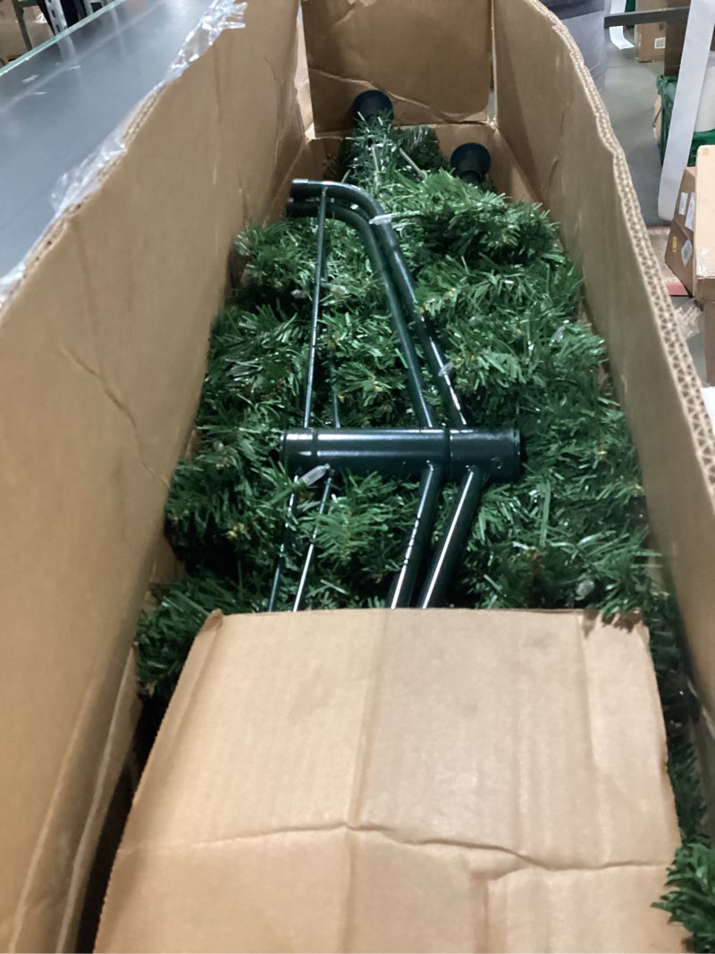 Condition photo showing As Is for 7.5 FT Pre-lit Christmas Tree Spruce with Remote Control, 350 Warm White Multi-Color Changing LED Lights, Artificial Hinged/Feel Real/Realistic for Home, Holiday Decoration Dual Color LED PVC LED Color+Cleae Lights 7ft 6in