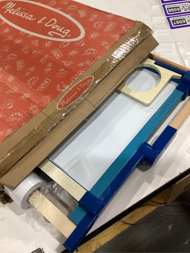 Condition photo showing As Is for Melissa & Doug Deluxe Double-Sided Tabletop Easel, Arts & Crafts, 42 Pieces, 17.5” H x 20.75” W x 2.75” L, Great Gift for Girls and Boys 3, 4, 5 Year Olds and Up