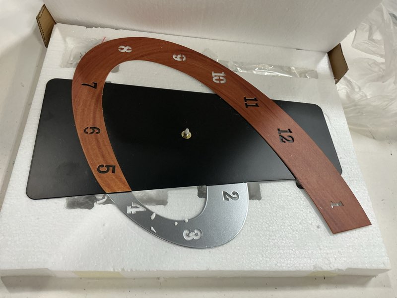 Condition photo showing Good Condition for modern large decorative wall clock?17 inch black silent non-ticking nordic metal wall clocks for living room home kitchen bedroom cafes office staircase?arabic numerals quartz clock(35x44cm) 13.8x17.3in(35x44cm)