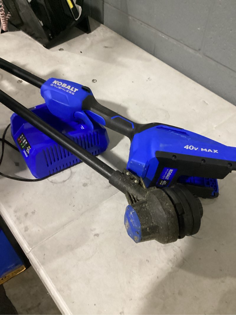 Condition photo showing As Is for kobalt gen4 40-volt 15-in straight cordless string trimmer (tool only)