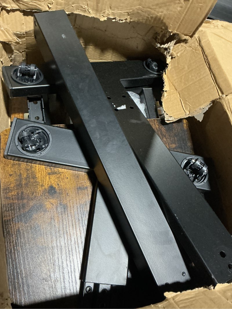 Condition photo showing As Is for sakugi overbed bedside table with wheels, height adjustable laptop desk, hospital bed table with tilt top, rolling bed tray for home & office,27.6" l x 12.9" w x 29.1"–39" h, brown brown 27.6" l x 12.9" w x 29.1"–39" h