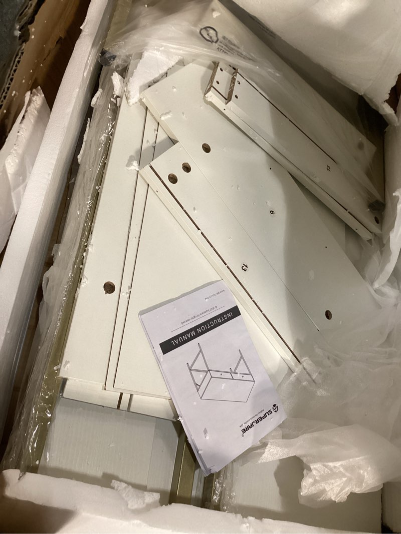 Condition photo showing Good Condition for SUPERJARE Vanity Desk with Drawers, 47 inch Computer Desk, Modern Simple Home Office Desks, Makeup Dressing Table for Bedroom - White and Gold, 7997G White and Gold 47 inch