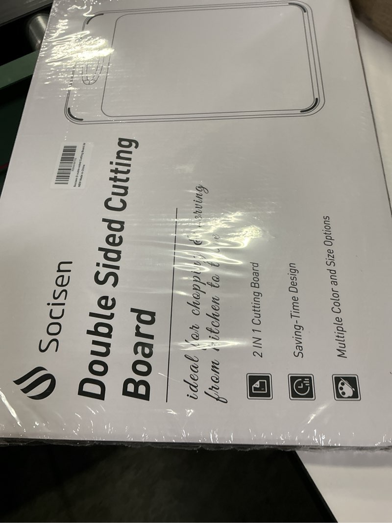 Condition photo showing New/Like New for 2 in 1 Stainless Steel Cutting Board with Handle Chopping Board Big Meat Butcher Block Kitchen Stuff Accessories New Home Essential First Department Must Haves Gadget Thing Housewarming Hostess Gift Large(17.7"L x 12.2"W) Morandi Blue