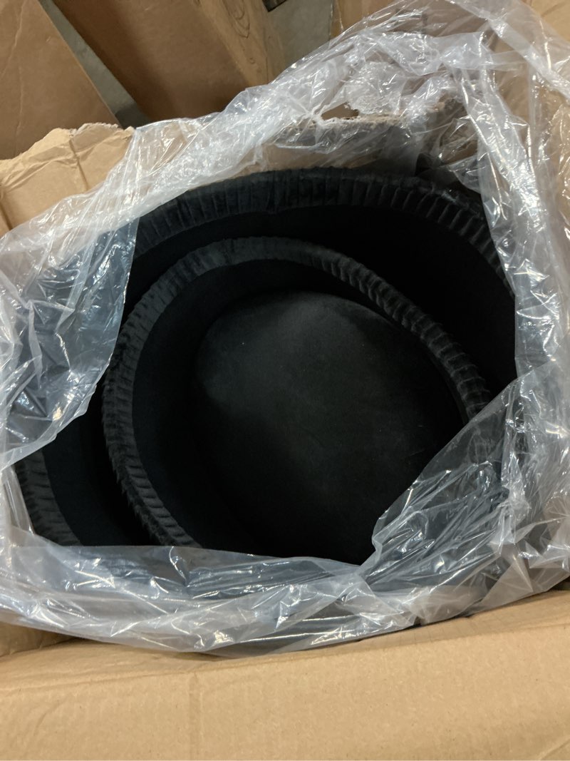 Condition photo showing Good Condition for round set of 2 ottoman with storage-upholstered velvet vanity stool for makeupmultifunctional ottomans coffee table padded seat foot rest for living room&bedroom (black) velvet-black