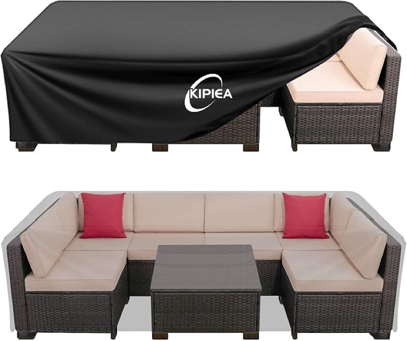 Kipiea Outdoor Furniture Covers Waterproof, 420D Heavy-Duty Patio Furniture Set Covers, No Tears Anti UV No Fading (96" L x 63" W x 40" H)