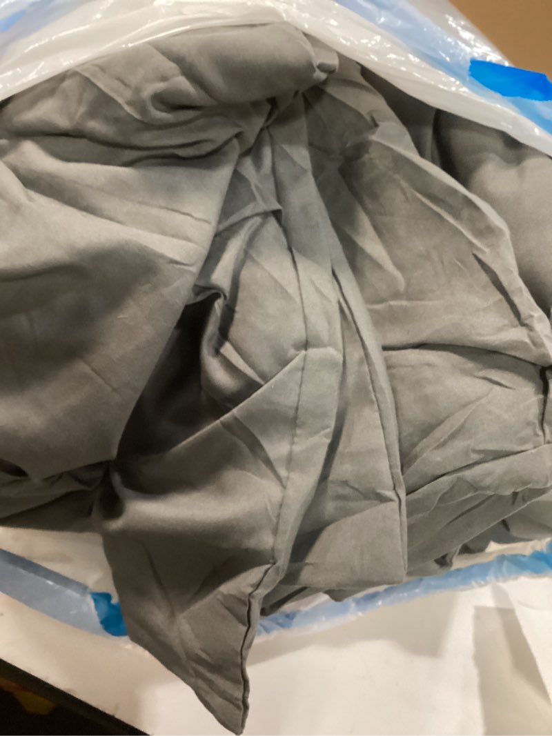 Condition photo showing As Is for bare home pintuck pinch pleat comforter set - down alternative - soft, premium 1800 series - bedding for all seasons, 3 pieces, 1 comforter (90”x 104”) and 2 pillow shams (king, grey) king grey pintuck
