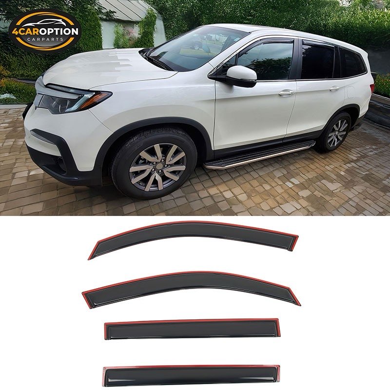 in-channel window visors fits 16-22 honda pilot rain sun guard vent deflector (3 pieces)