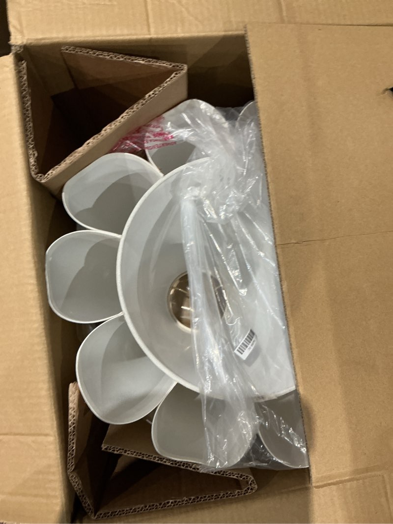 Condition photo showing Good Condition for aspen creati box pleated large empire spider construction lamp shade, cream linen