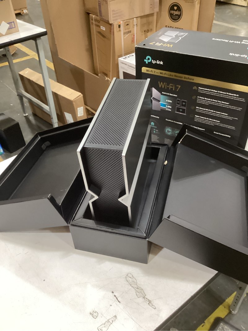 Condition photo showing As Is for tp-link tri-band be19000 wifi 7 router (archer be800) | 12-stream 19 gbps | 2×10g + 4×2.5g ports | led screen, 8 high-performance antennas | vpn, easy mesh, homeshield, private iot, free expert help 19gbps, 10g port