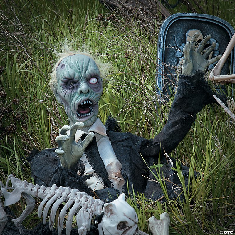 ground breaker zombie with lights & sound - animated halloween decoration