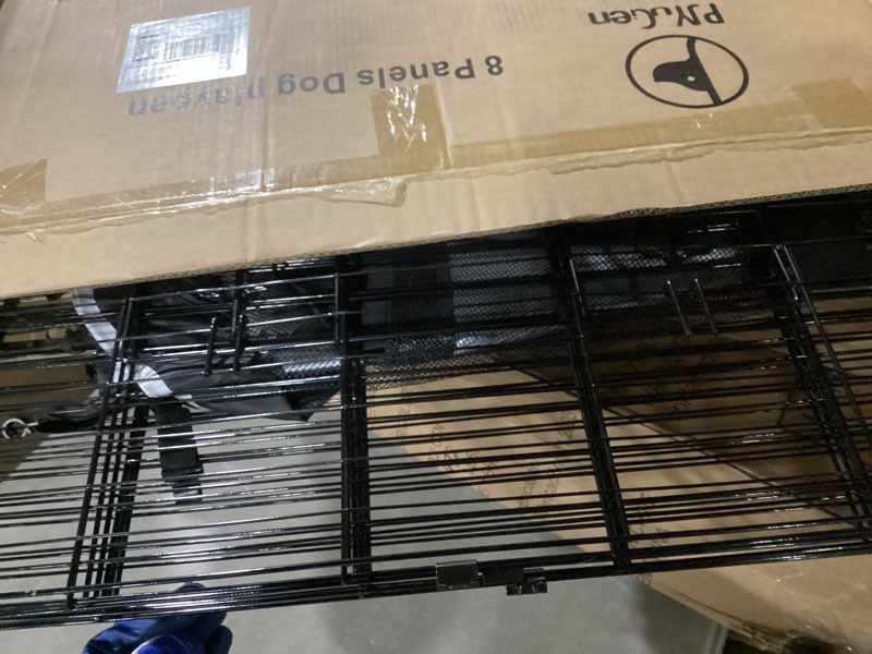 Condition photo showing Good Condition for pjyucien dog playpen - metal foldable dog exercise pen, pet fence puppy crate kennel indoor outdoor with 8 panels 30”h & top cover and bottom pad for small medium pets black 30''h playpen+bottom+top cover