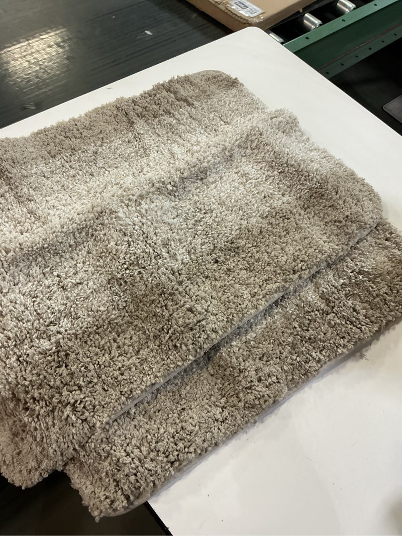 Condition photo showing As Is for GORILLA GRIP Soft Plush Bathroom Rugs with Textured Rubber Backing, Absorbent Quick Dry Bath Mat, Machine Washable Shower Mats, Home Décor Accessories, Bathmat Rug Floor Essentials, 30 x 18 Beige Beige Ombre 24in x 16in 2 pack 