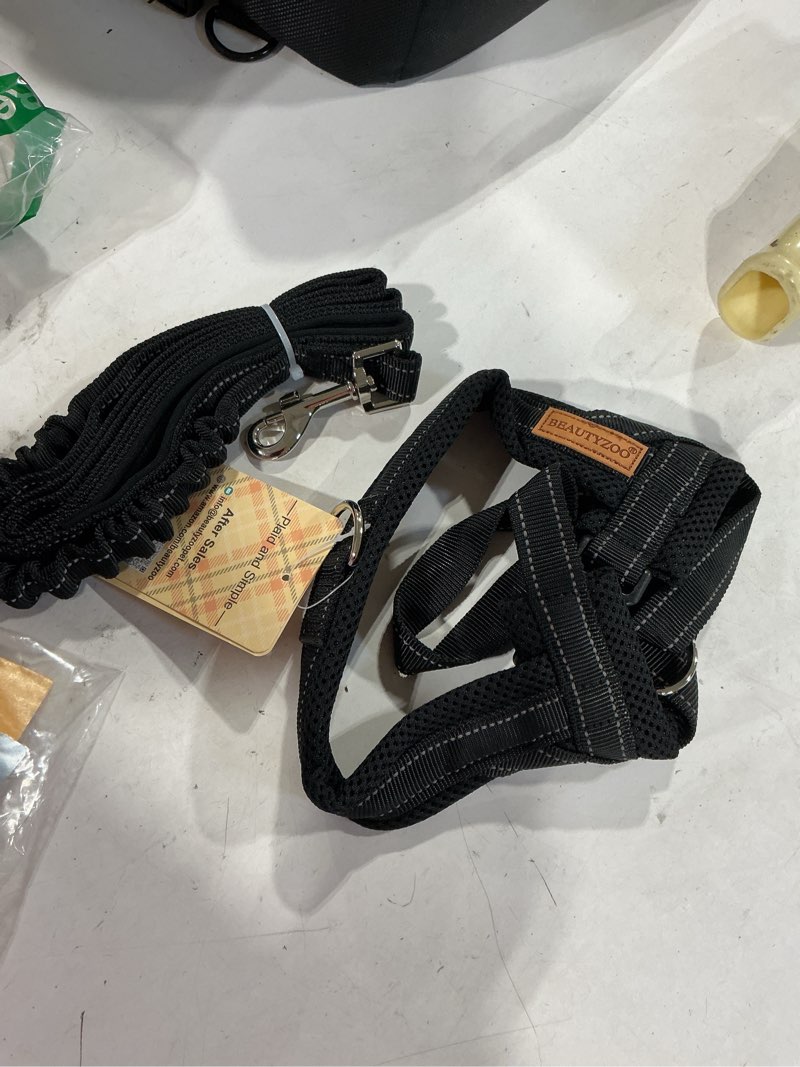 Condition photo showing Good Condition for beautyzoo no pull dog harness medium sized dog, breathable mesh padded dog harness and leash set, adjustable reflective escape proof dog vest harnessss quick fit for training walking, black m black m: chest 21"-26.7"