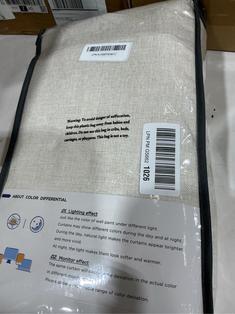 Condition photo showing New/Like New for 100% blackout shield linen blackout curtains for bedroom 102 inches long, back tab/rod pocket living room drapes, thermal insulated blackout curtains 2 panels set, 50" w x 102" l,cream alba | cream 50"w x 102"l (pack of 2)