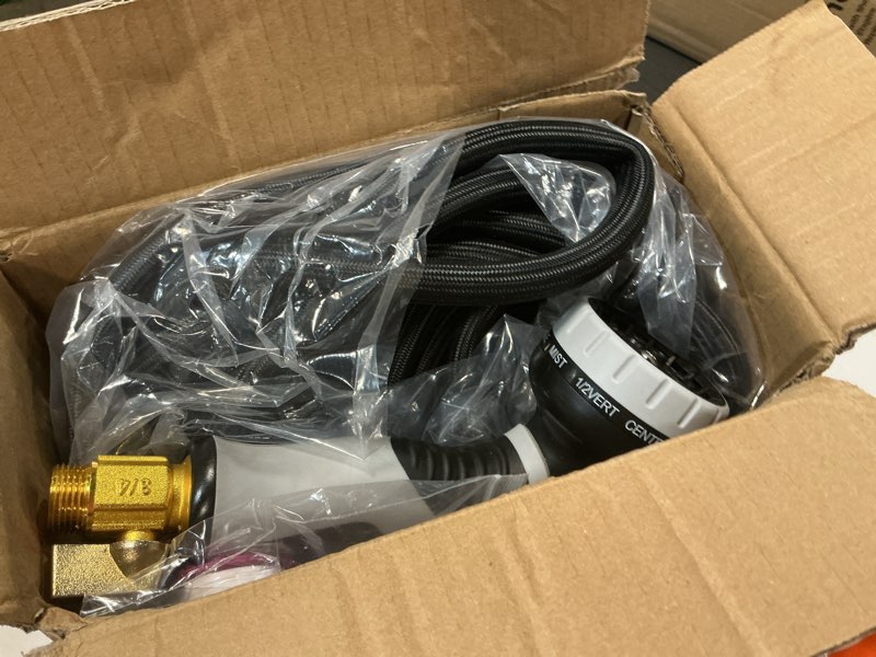 Condition photo showing Good Condition for garden hose 50 ft, lightweight non-expanding water hose with 10 function nozzle, manguera para jardin with 3/4" brass connectors leak-proof, burst-resistant, anti-kink