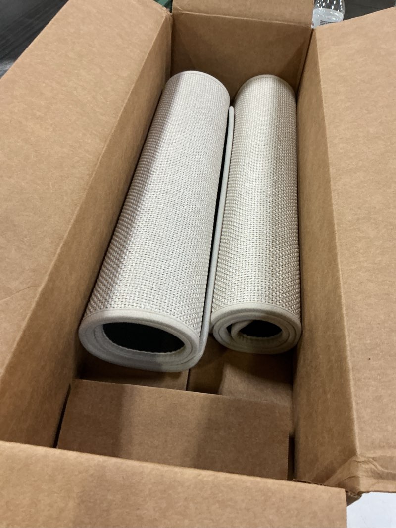 Condition photo showing Good Condition for granny says kitchen mats for floor, kitchen rugs sets of 2 non slip washable, absorbent kitchen runner rugs, 17×30 + 17×47 anti fatigue kitchen floor mat 2 piece with rubber backing, tan tan 1'5" x 3'11" (47×17+30×17)