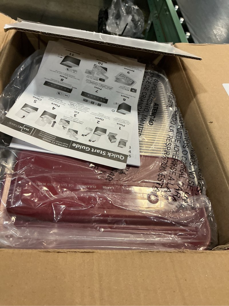 Condition photo showing Good Condition for mainstays portable countertop ice maker, 26 lbs per day, compact ice machine with quick ice cycles, no plumbing required, red