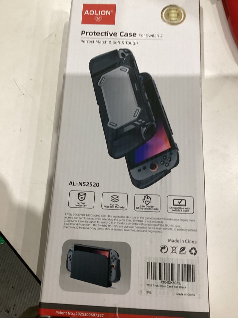 Condition photo showing New/Like New for Case Set for Switch 2 Case, Switch 2 Grip Accessories, Includes 1 Protective Case with Clear PC Back and TPU Ergonomic Grip, 2 9H Tempered Glass Screen Protectors, 8 Joycon Caps, and 8 Dust Plugs