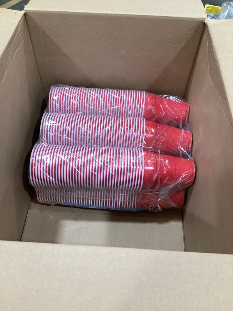 Condition photo showing As Is for Supellectilem Red Plastic Disposable Cups - 18 Oz., 240 Ct. | Heavy Duty Large Party Cold Drink Plastic Cups Disposable