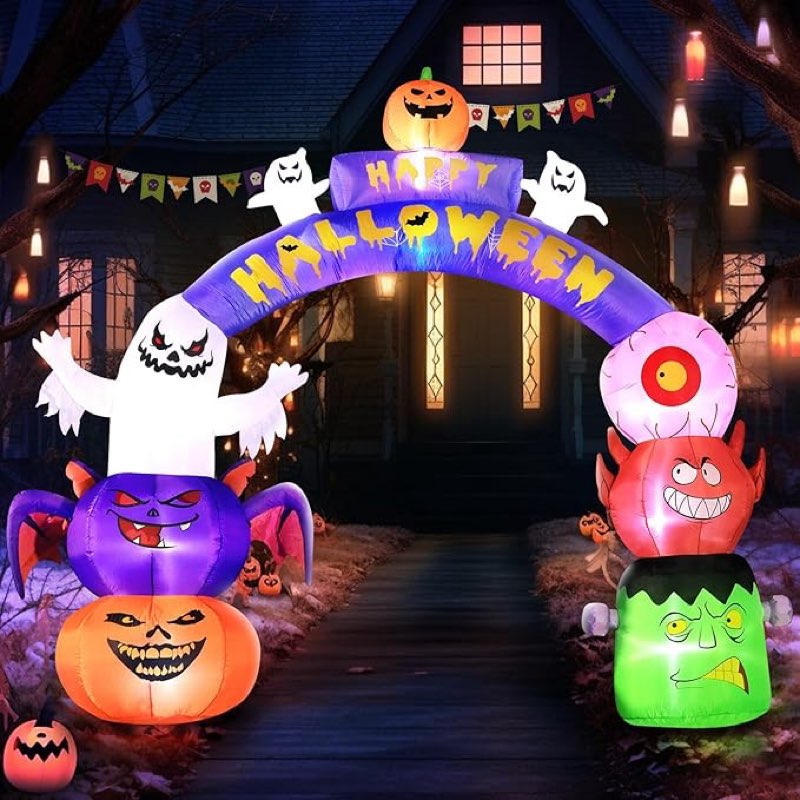(Similar) DomKom 10FT Long&8FT Tall Gaint Halloween Inflatable Decorations Arch, Build-in LED Lights Holiday Blow Up Yard Decoration for Halloween Holiday Party Outdoor?Garden Yard Lawn Decor
