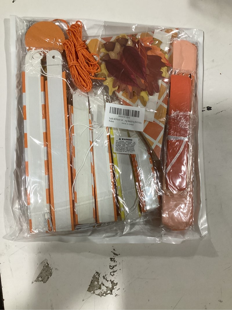 Condition photo showing New/Like New for Supla 40 Pack Fall Party Decorations Set – Includes Autumn Hanging Paper Fans Pom Poms Fall Maple Leaves Party Swirls Streamers Fall Banner Backdrop Garland String for Thanksgiving Wedding Birthday