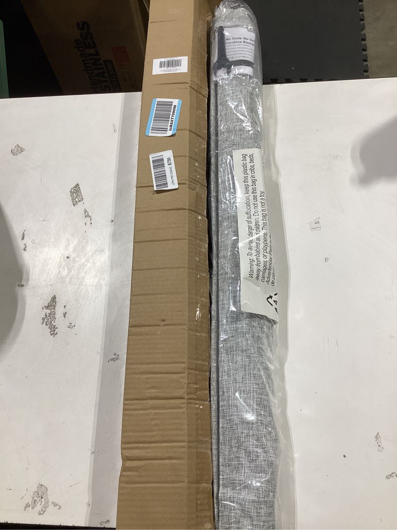 Condition photo showing New/Like New for lazblinds no tools no drill cordless roman shades for windows, blackout thermal insulated uv blocking window blinds, lightweight fabric blinds for indoor windows, 35.5" w x 60" h, blackout - grey grey 35.5" w × 60" h