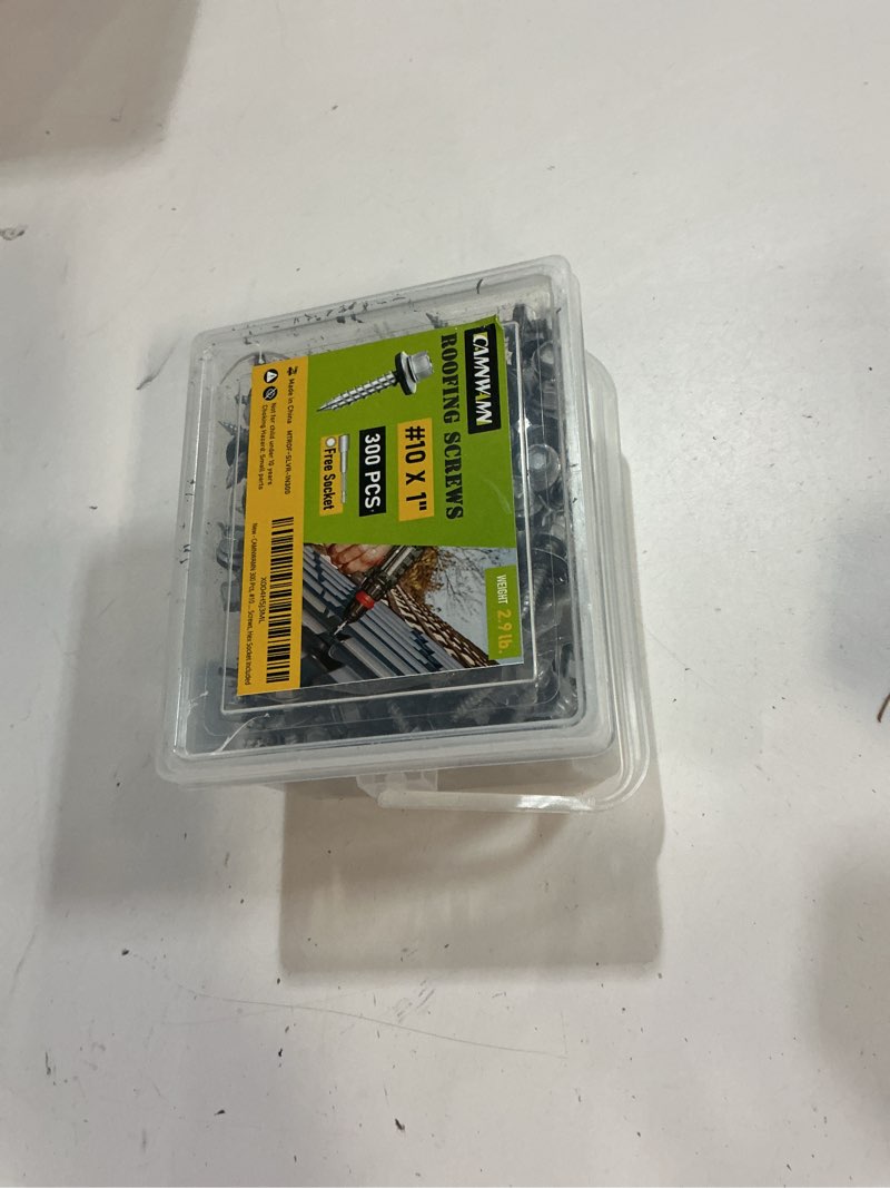 Condition photo showing New/Like New for 300 Pcs, #10 x 1 Inch Hex Head Metal Roofing Screws, Zinc Plated Sharp Point Sheet Metal Roof Screw with Rubber Washer, Self Tapping Metal to Wood Siding Screws, Hex Socket Included #10 x 1 Inch Galvanized 300
