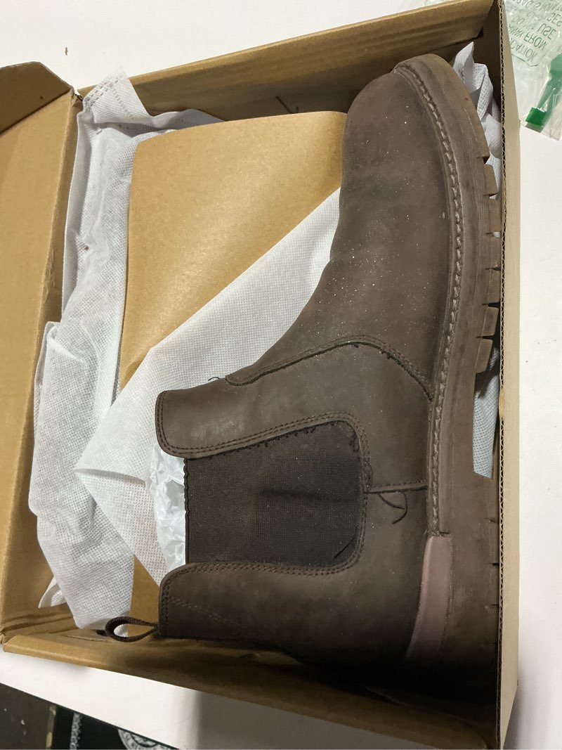 Condition photo showing As Is for jousen men's boots casual mens slip on boots ankle chelsea boots for men 11 amy8400a-darkbrown