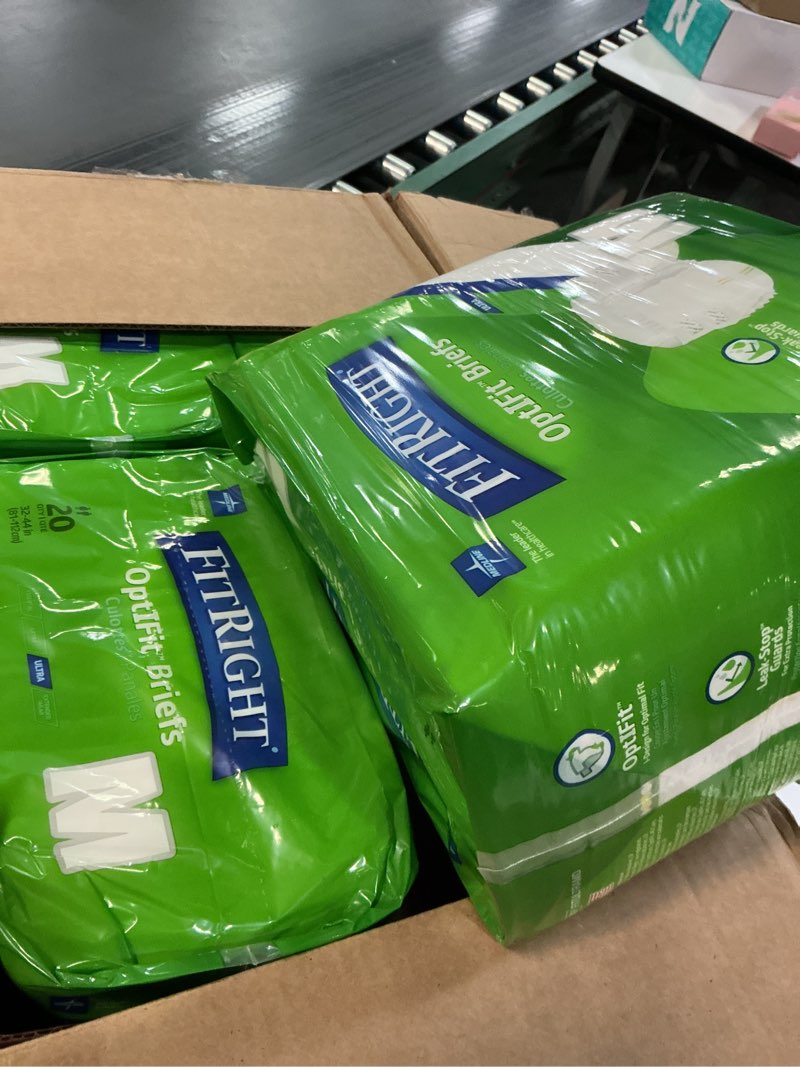 Condition photo showing New/Like New for FitRight OptiFit Briefs  Ultra Absorbency  Disposable Adult Briefs with Tabs  Medium  32 -44   20 