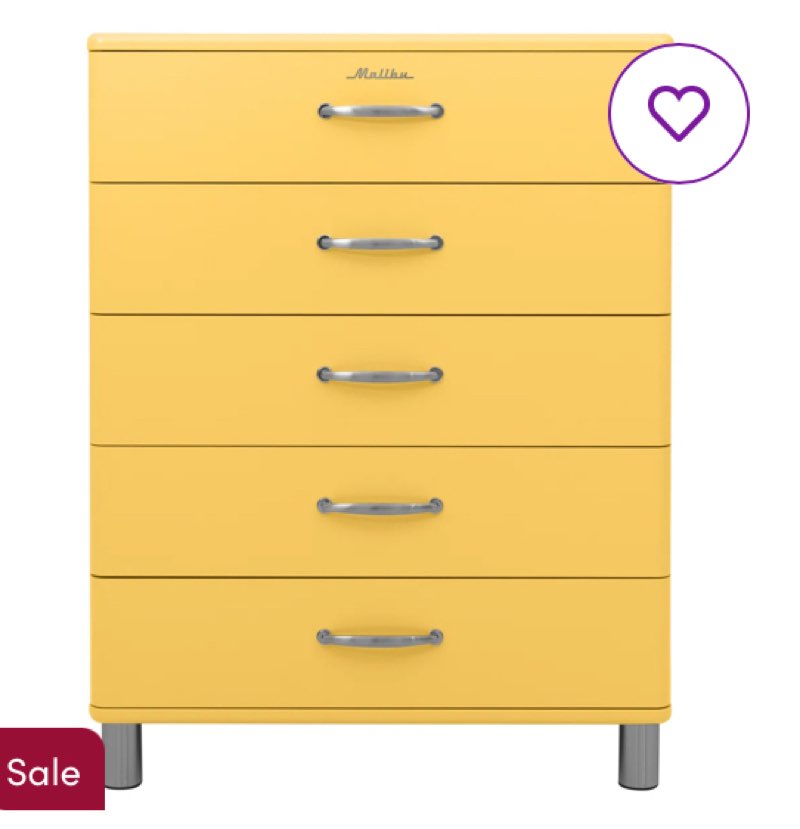 Malibu Chest 5 Drawers W86 Sunny Yellow 