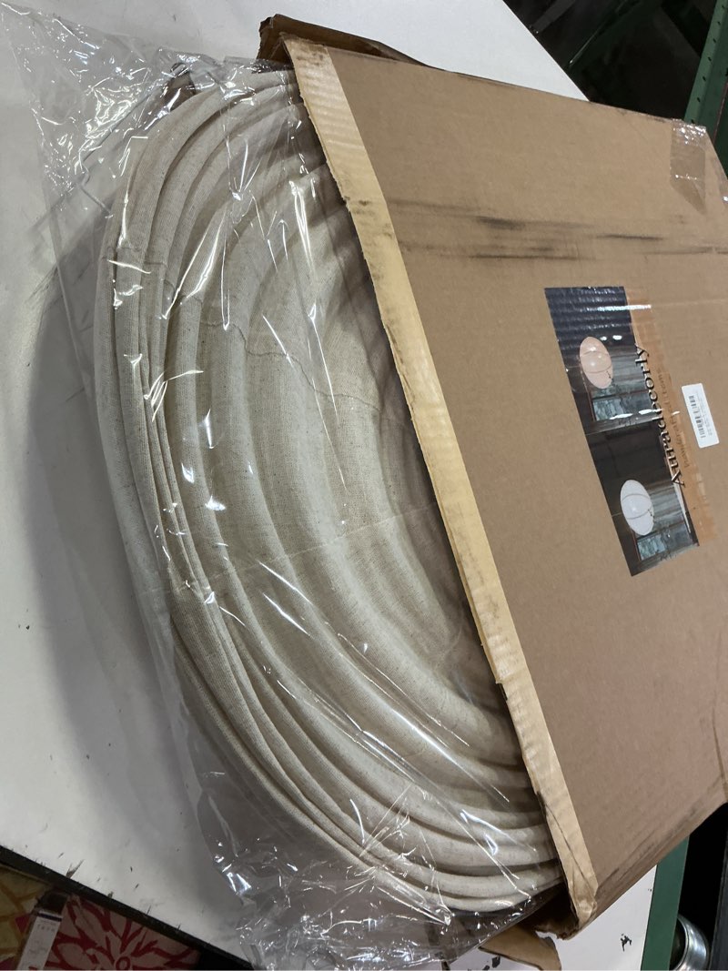 Condition photo showing Good Condition for large plug in linen pendant light 20 inch round paper lantern 14.7ft cord & e26 led bulb handcrafted minimalist decor for bedroom, living room, corner