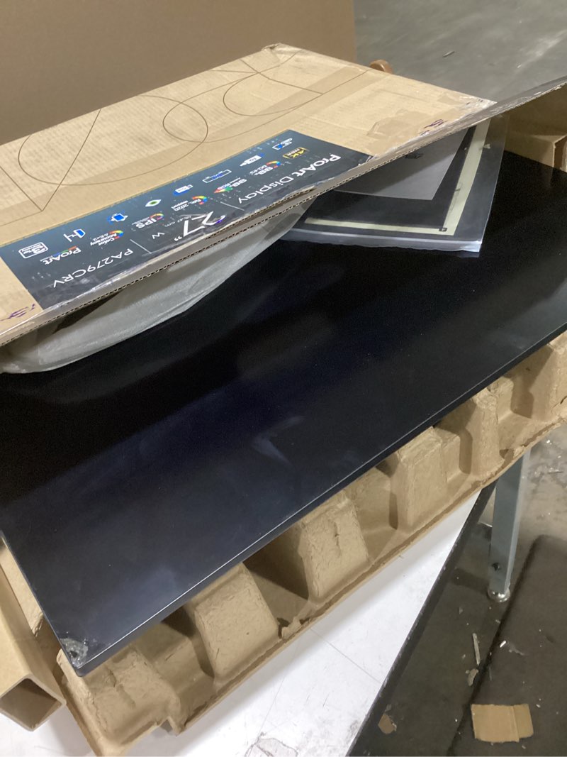 Condition photo showing As Is for screen display damaged asus proart display 27” 4k hdr professional monitor (pa279crv) - ips, uhd (3840 x 2160), 99% dci-p3/adobe rgb, ?e < 2, calman verified, usb-c pd 96w, displayport, daisy-chain, ergonomic, 3yr warranty 27" 4k usb-c 96w mac