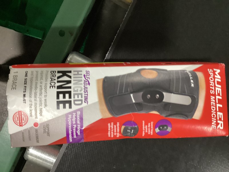 Condition photo showing Good Condition for mueller adjustable hinged knee brace, black, one size fits most