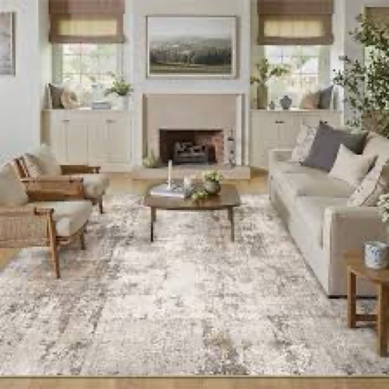 12x15 area rug brown grey abstract living room bedroom washable carpet neutral modern non slip soft low pile indoor extra large throw rug for dining room