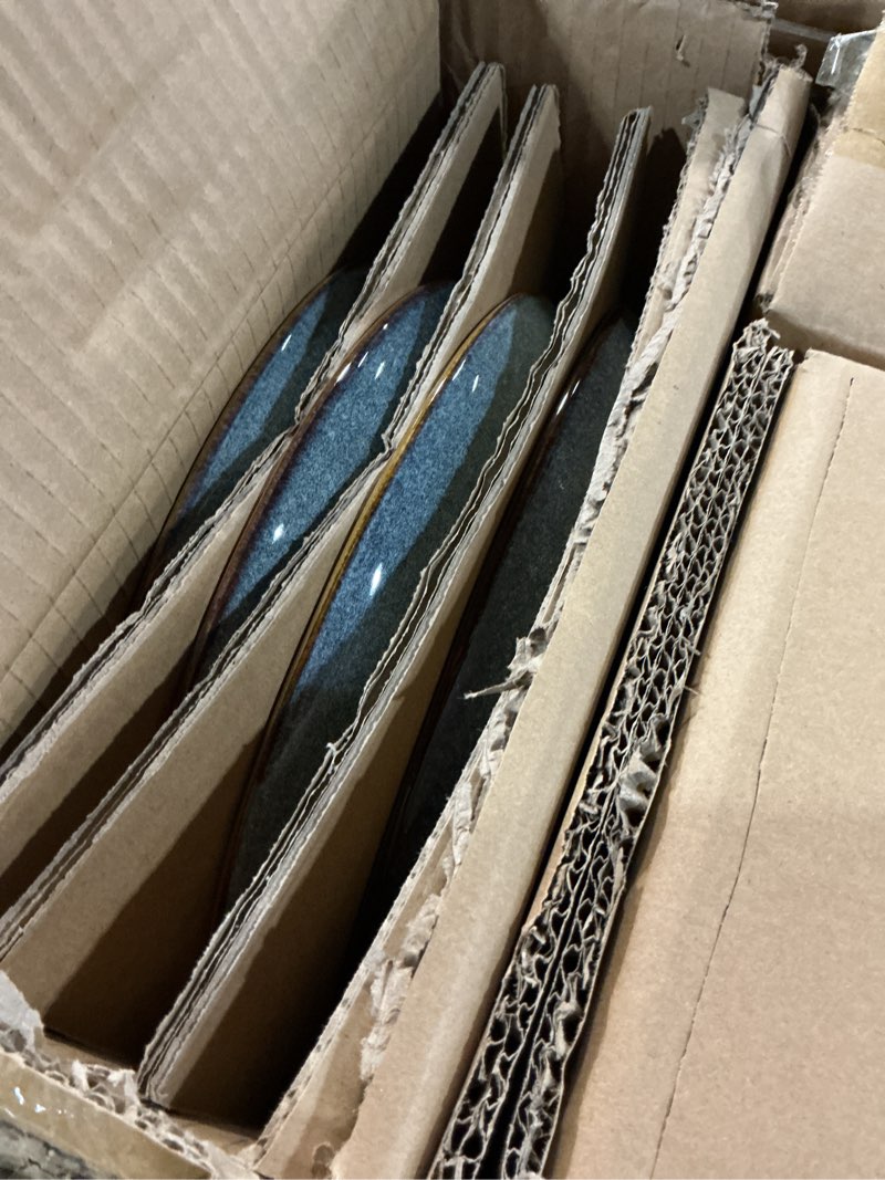Condition photo showing Good Condition for amorarc ceramic dinnerware sets,handmade reactive glaze stoneware plates and bowls sets,highly scratch resistant | dishwasher & microwave safe dishes set,service for 4 (16pc) ocean service for 4(with mugs)