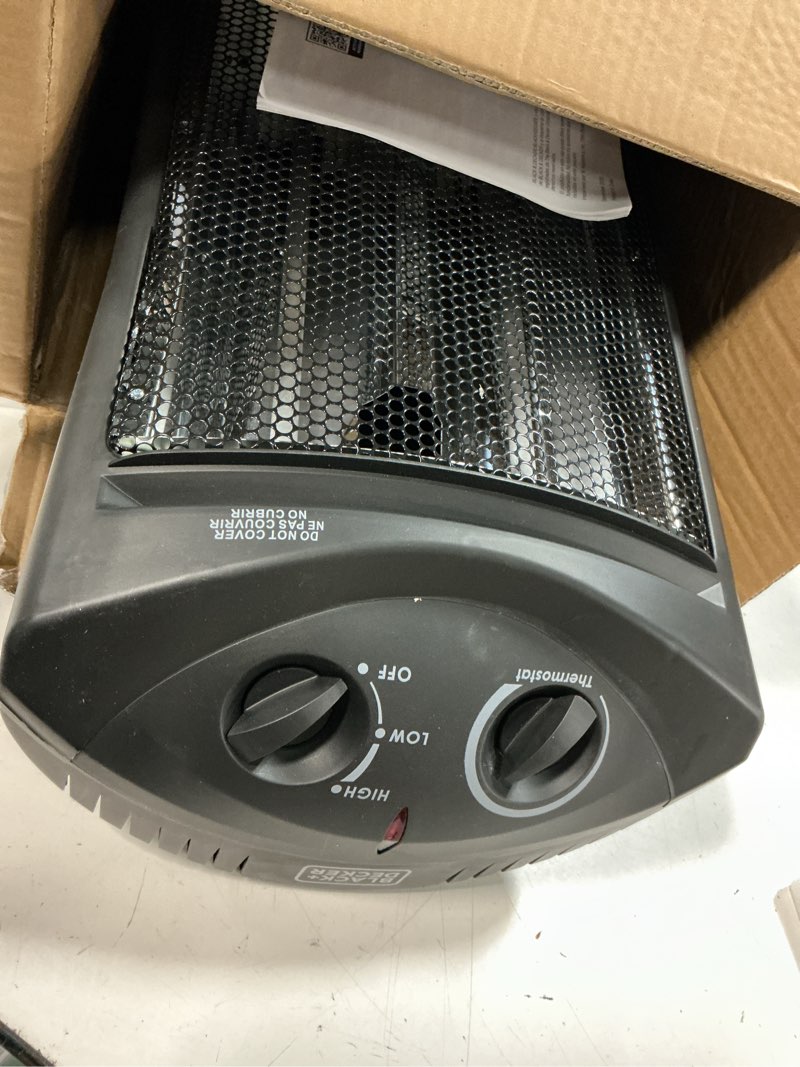 Condition photo showing Good Condition for black+decker infrared radiant quartz tower heater, 1500w space heater with adjustable thermostat, portable heater with 2 settings, personal heater for home and office, bhti06, black infrared quartz