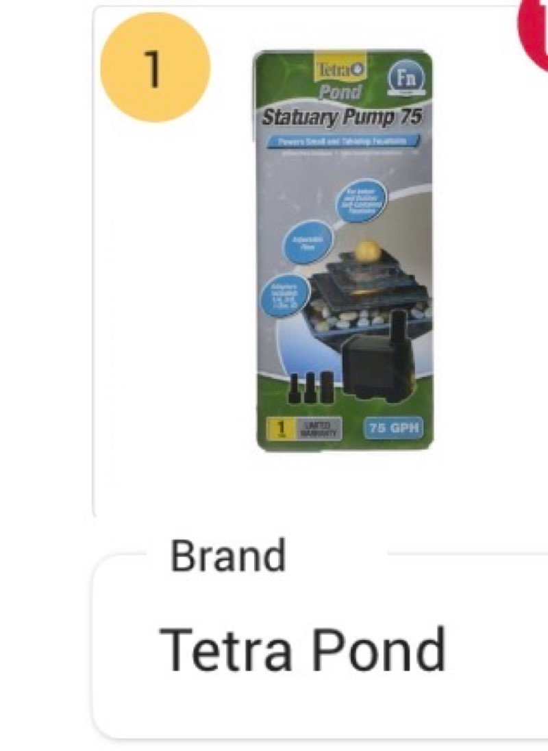 Tetra Pond Adjustable Flow Statuary Pump 3 Adapters